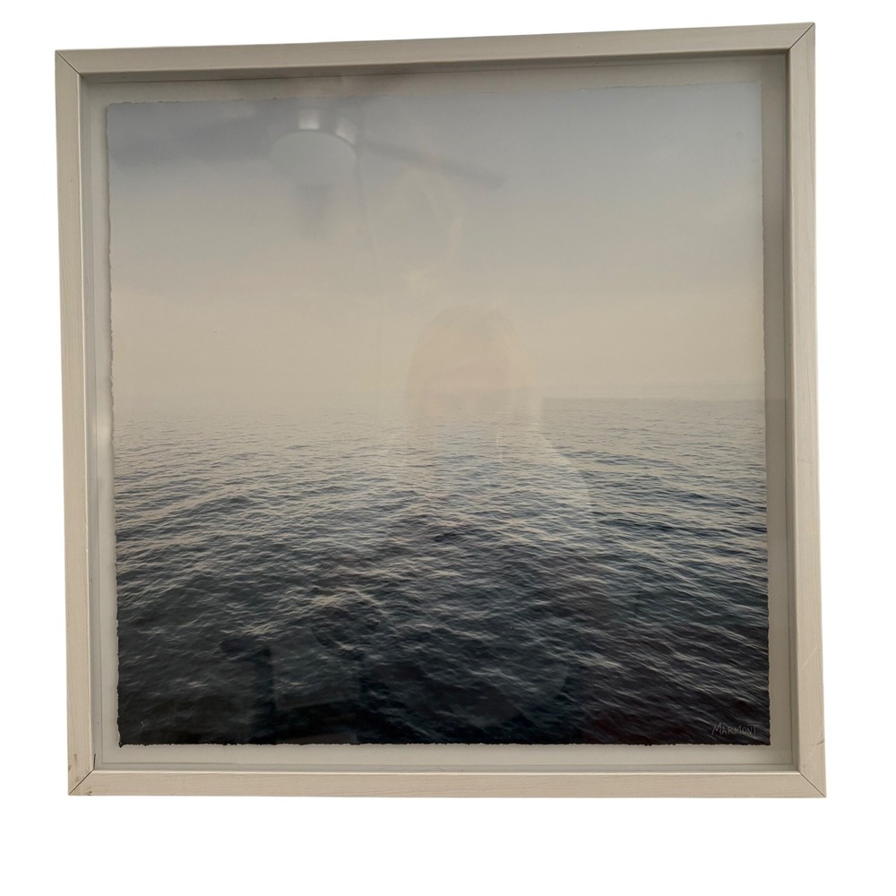 Marmont Hill Mist Over Water Framed Seascape Wall Art White Frame 18x18 Relax